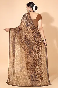 Stylish Brown Georgette Saree With Blouse Piece For Women-thumb1