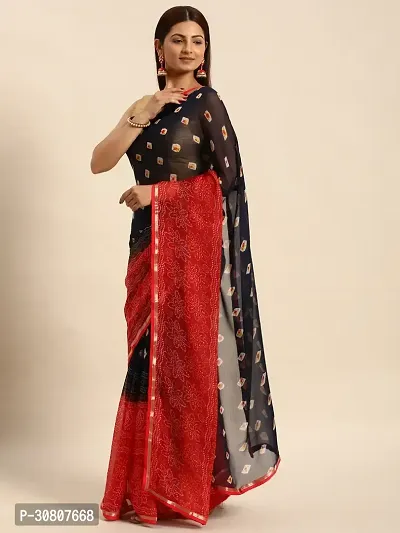 Stylish Black Chiffon Saree With Blouse Piece For Women-thumb2