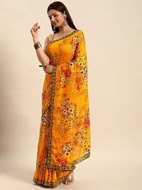 Stylish Yellow Chiffon Saree With Blouse Piece For Women-thumb3