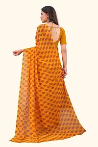 Stylish Yellow Georgette Saree With Blouse Piece For Women-thumb1