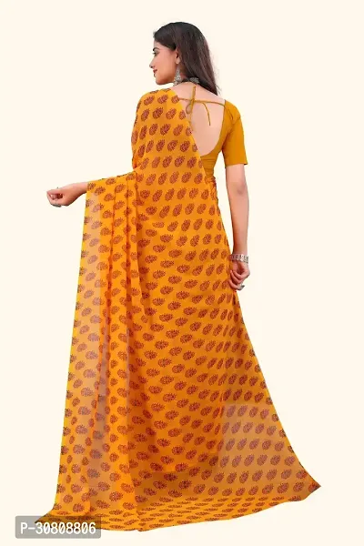 Stylish Yellow Georgette Saree With Blouse Piece For Women-thumb2