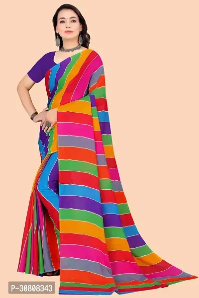 Stylish Multicoloured Georgette Saree With Blouse Piece For Women