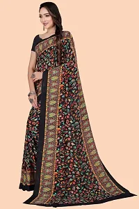 Stylish Black Georgette Saree With Blouse Piece For Women-thumb1