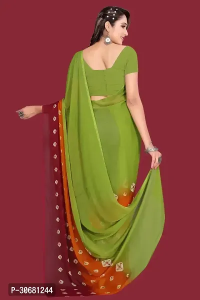 Stylish Green Chiffon Saree With Blouse Piece For Women-thumb2