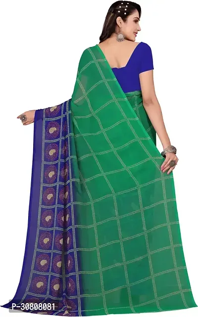 Stylish Green Georgette Saree With Blouse Piece For Women-thumb2