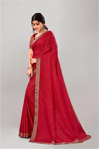 Stylish Maroon Silk Blend Saree With Blouse Piece For Women-thumb3