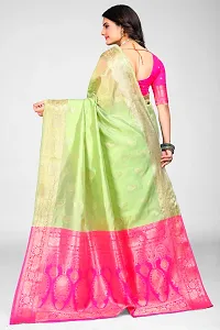 Stylish Green Art Silk Jacquard Saree with Blouse piece For Women-thumb1