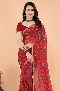 Stylish Maroon Georgette Saree With Blouse Piece For Women-thumb1