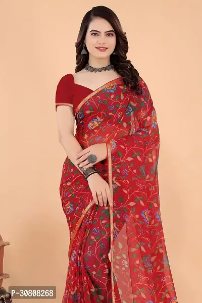 Stylish Maroon Georgette Saree With Blouse Piece For Women-thumb2