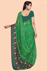 Stylish Green Chiffon Saree With Blouse Piece For Women-thumb1