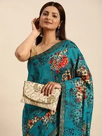 Stylish Blue Chiffon Saree With Blouse Piece For Women-thumb3