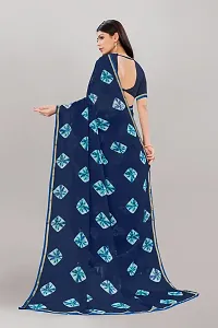 Stylish Blue Georgette Saree With Blouse Piece For Women-thumb1