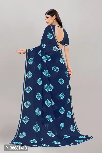 Stylish Blue Georgette Saree With Blouse Piece For Women-thumb2