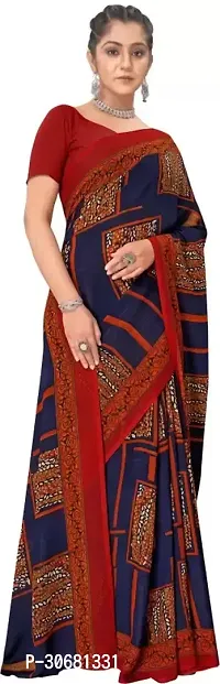 Stylish Navy Blue Georgette Saree With Blouse Piece For Women-thumb4