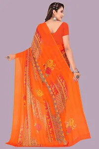 Stylish Orange Chiffon Saree With Blouse Piece For Women-thumb1