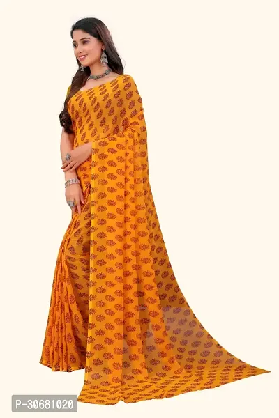 Stylish Mustard Georgette Saree With Blouse Piece For Women-thumb3