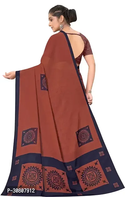 Stylish Brown Georgette Saree With Blouse Piece For Women-thumb2