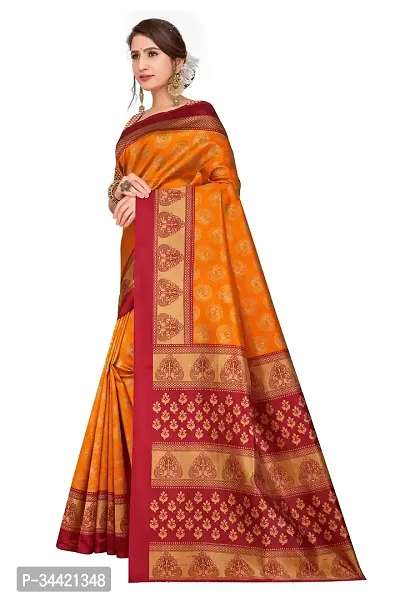 Beautiful Art Silk Printed Women Saree with Blouse Piece-thumb2