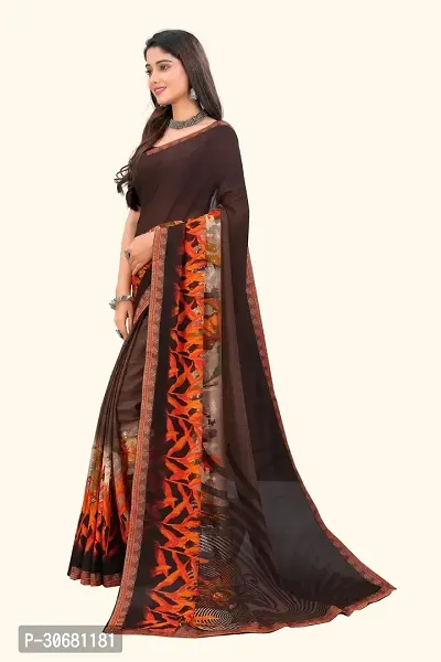 Stylish Brown Georgette Saree With Blouse Piece For Women-thumb4