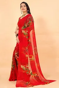 Stylish Red Georgette Saree Without Blouse Piece For Women-thumb2