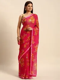 Stylish Red Chiffon Saree With Blouse Piece For Women-thumb2