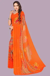 Stylish Orange Chiffon Saree With Blouse Piece For Women-thumb2