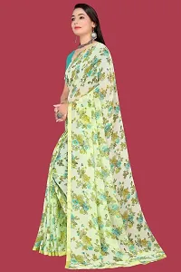 Stylish Green Chiffon Saree With Blouse Piece For Women-thumb1