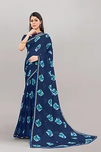 Stylish Blue Georgette Saree With Blouse Piece For Women-thumb2