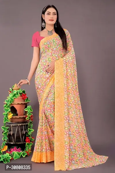 Stylish Multicoloured Georgette Saree Without Blouse Piece For Women-thumb0