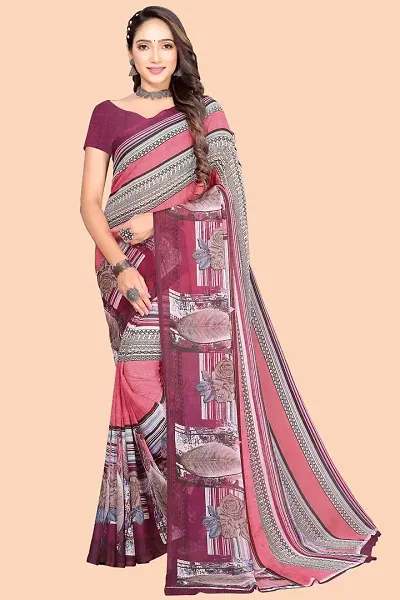 Lovly Women's Georgette Digital Prints Saree With Unstitched Blouse Piece - Festival | Party | Wedding (V-128)