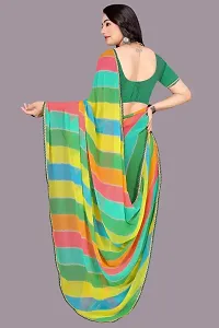 Stylish Multicoloured Chiffon Saree With Blouse Piece For Women-thumb1