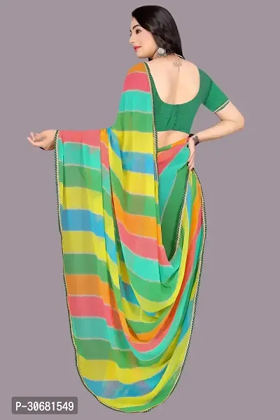 Stylish Multicoloured Chiffon Saree With Blouse Piece For Women-thumb2