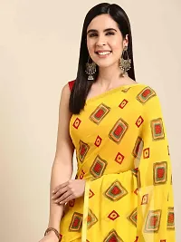 Stylish Yellow Georgette Saree With Blouse Piece For Women-thumb2