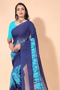 Stylish Blue Georgette Saree Without Blouse Piece For Women-thumb2