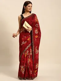 Stylish Maroon Chiffon Saree With Blouse Piece For Women-thumb3