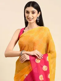 Stylish Yellow Chiffon Saree With Blouse Piece For Women-thumb1