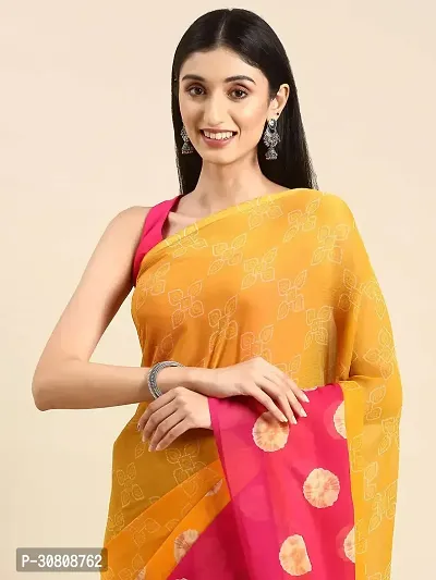 Stylish Yellow Chiffon Saree With Blouse Piece For Women-thumb2