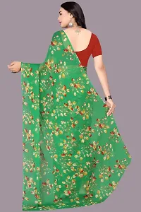 Stylish Green Chiffon Saree With Blouse Piece For Women-thumb1