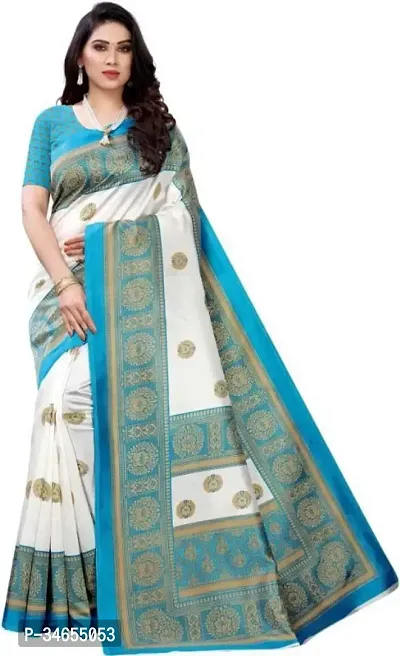 Elegant Multicoloured Art Silk Printed Saree With Blouse Piece For Women-thumb0