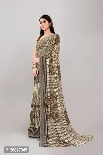 Stylish Brown Georgette Saree With Blouse Piece For Women-thumb4