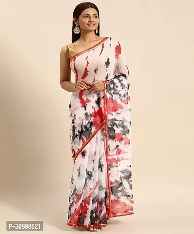 Stylish Pink Chiffon Saree With Blouse Piece For Women