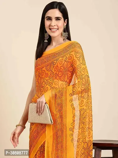 Stylish Yellow Chiffon Saree With Blouse Piece For Women-thumb3