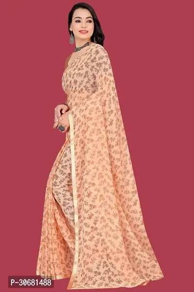 Stylish Peach Chiffon Saree With Blouse Piece For Women-thumb3