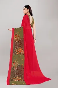 Stylish Red Georgette Saree With Blouse Piece For Women-thumb1