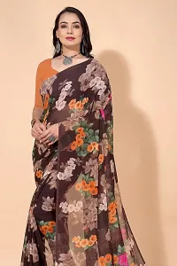 Stylish Brown Georgette Saree Without Blouse Piece For Women-thumb2