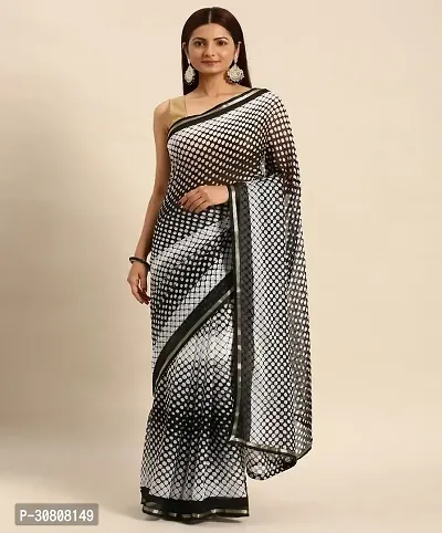 Stylish Grey Chiffon Saree With Blouse Piece For Women