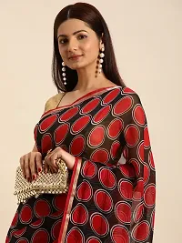 Stylish Red Chiffon Saree With Blouse Piece For Women-thumb3