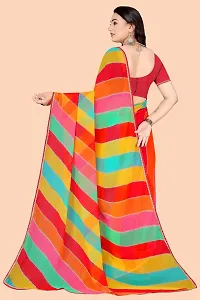 Stylish Multicoloured Chiffon Saree With Blouse Piece For Women-thumb1