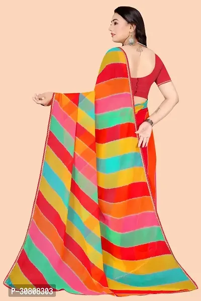 Stylish Multicoloured Chiffon Saree With Blouse Piece For Women-thumb2