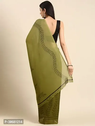 Stylish Green Georgette Saree With Blouse Piece For Women-thumb2